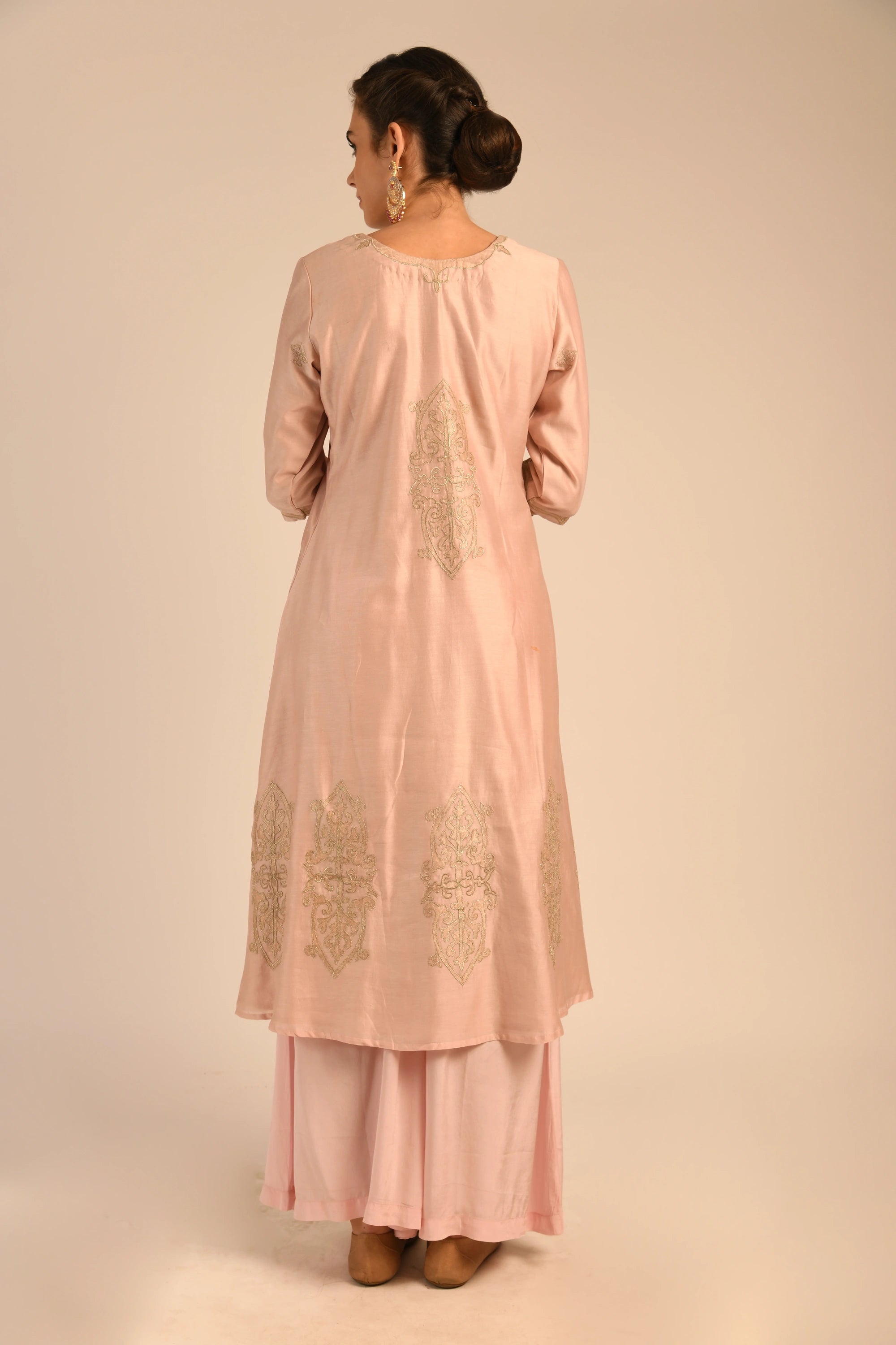 Crystal Pink Chanderi Kurta Set