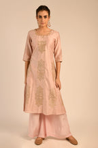 Crystal Pink Chanderi Kurta Set