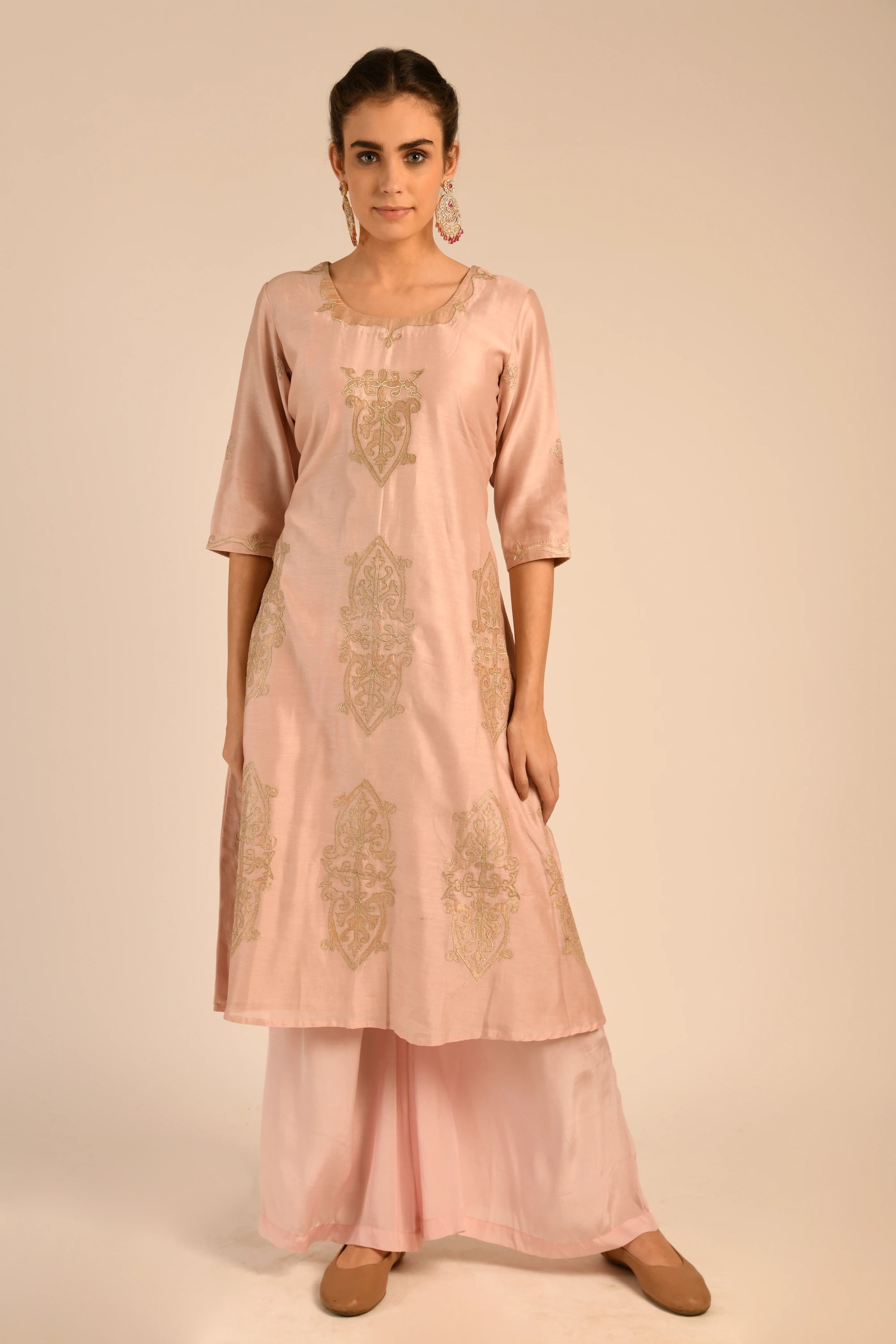 Crystal Pink Chanderi Kurta Set