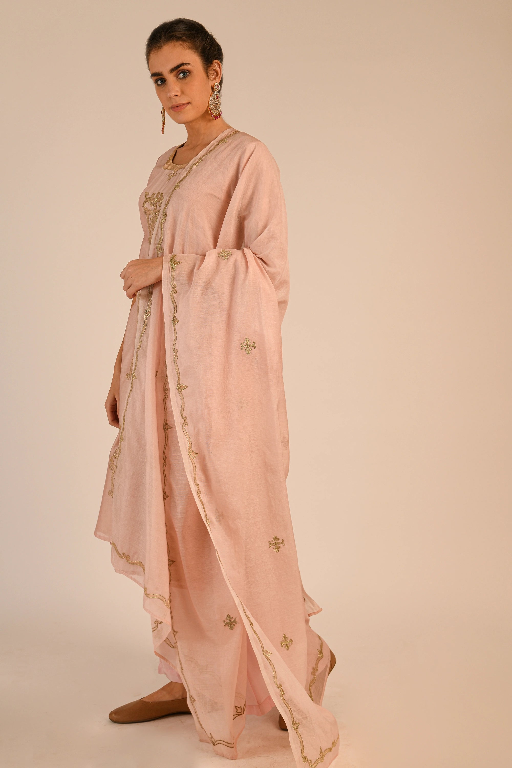 Crystal Pink Chanderi Kurta Set
