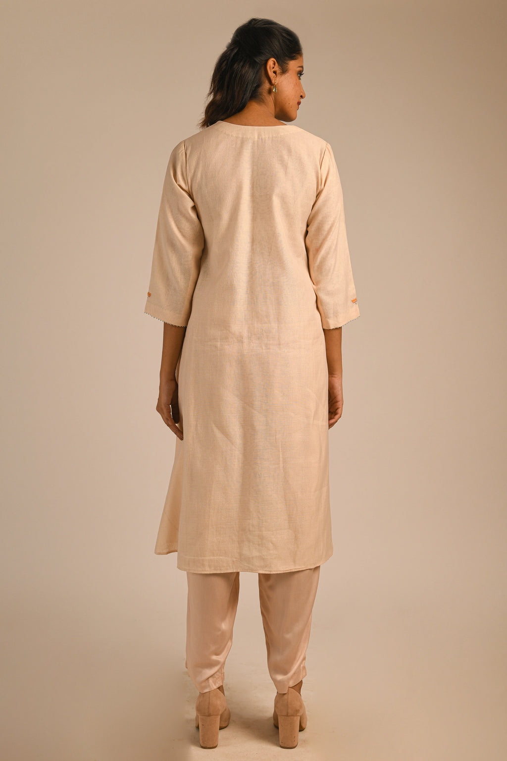 Almond Chanderi Kurta Set
