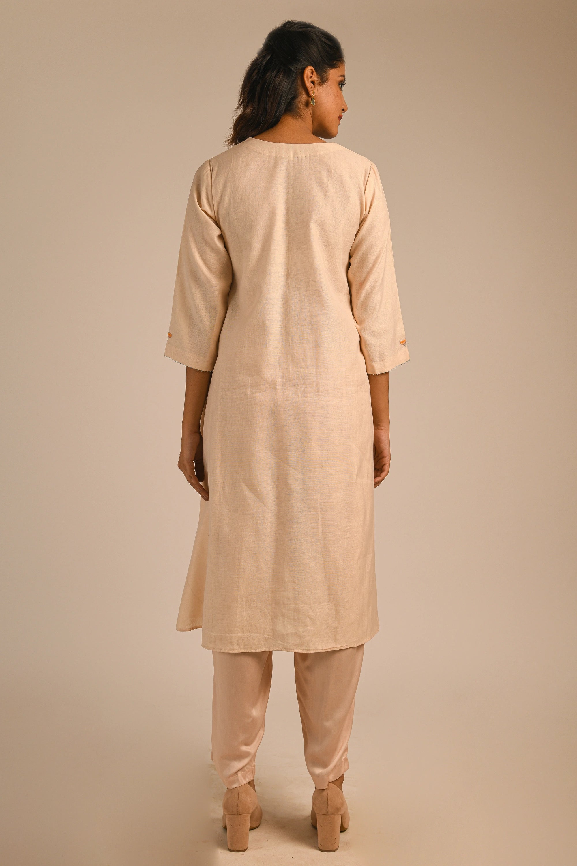 Almond Chanderi Kurta Set