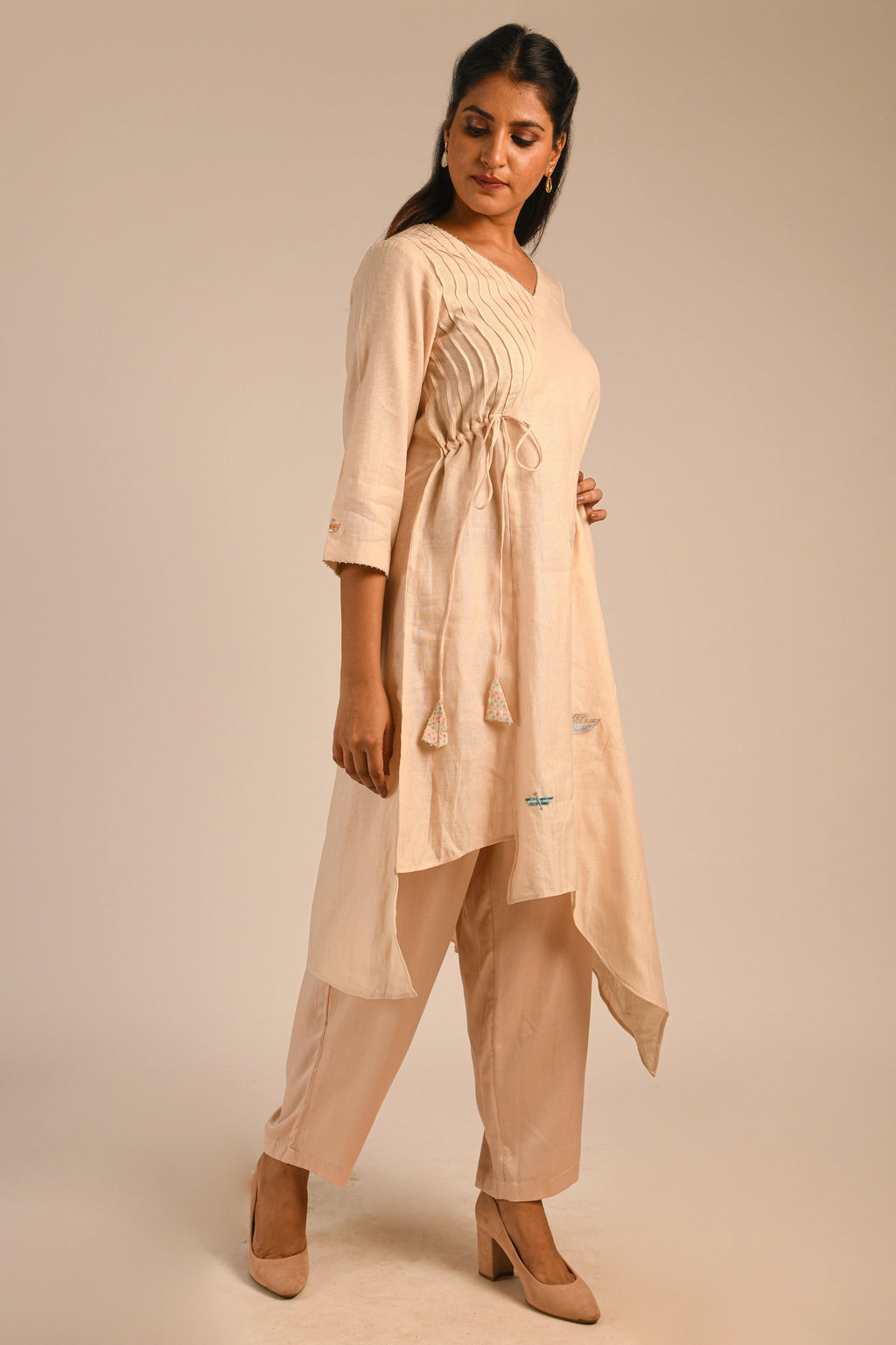 Almond Chanderi Kurta Set