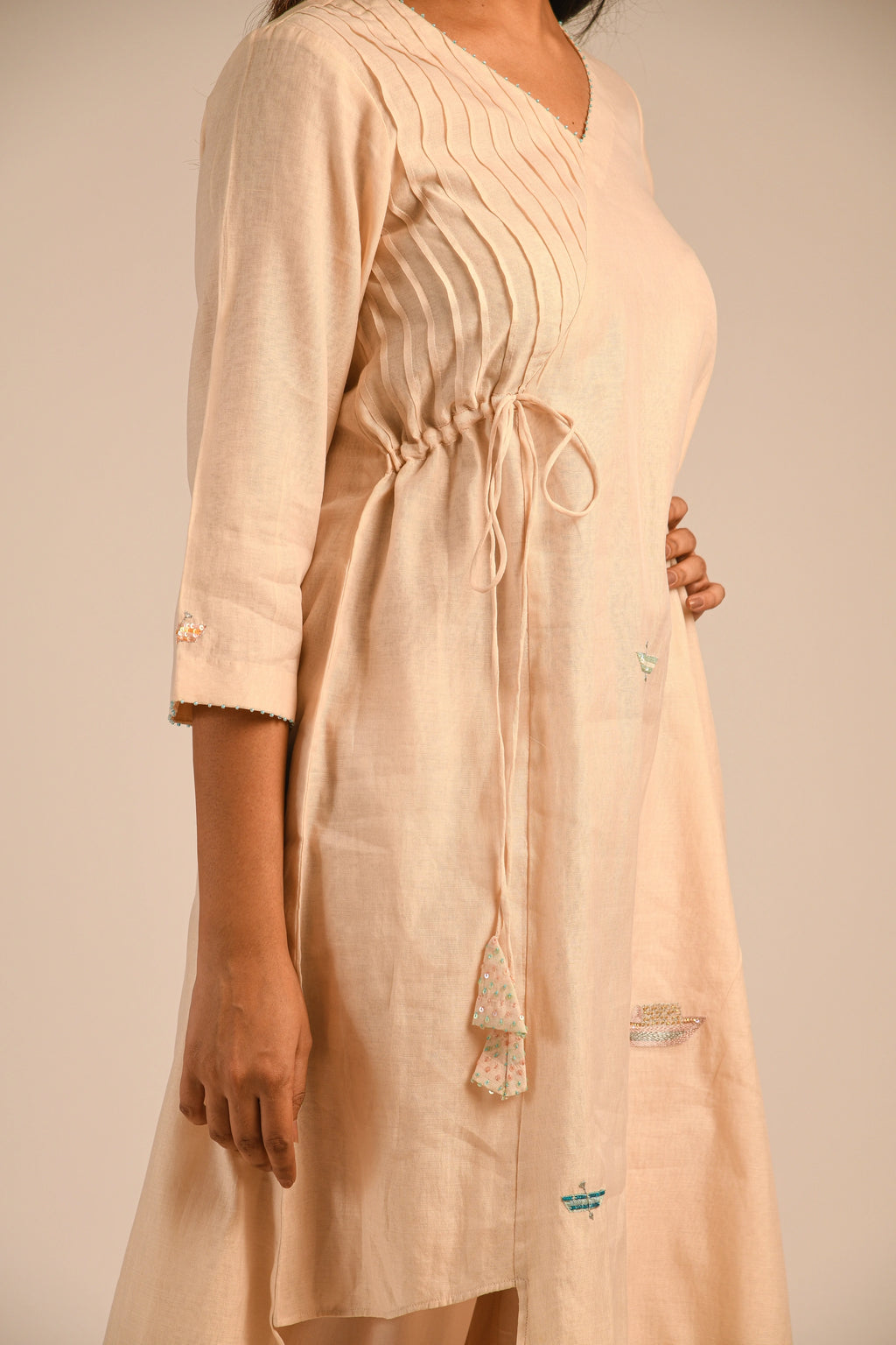 Almond Chanderi Kurta Set