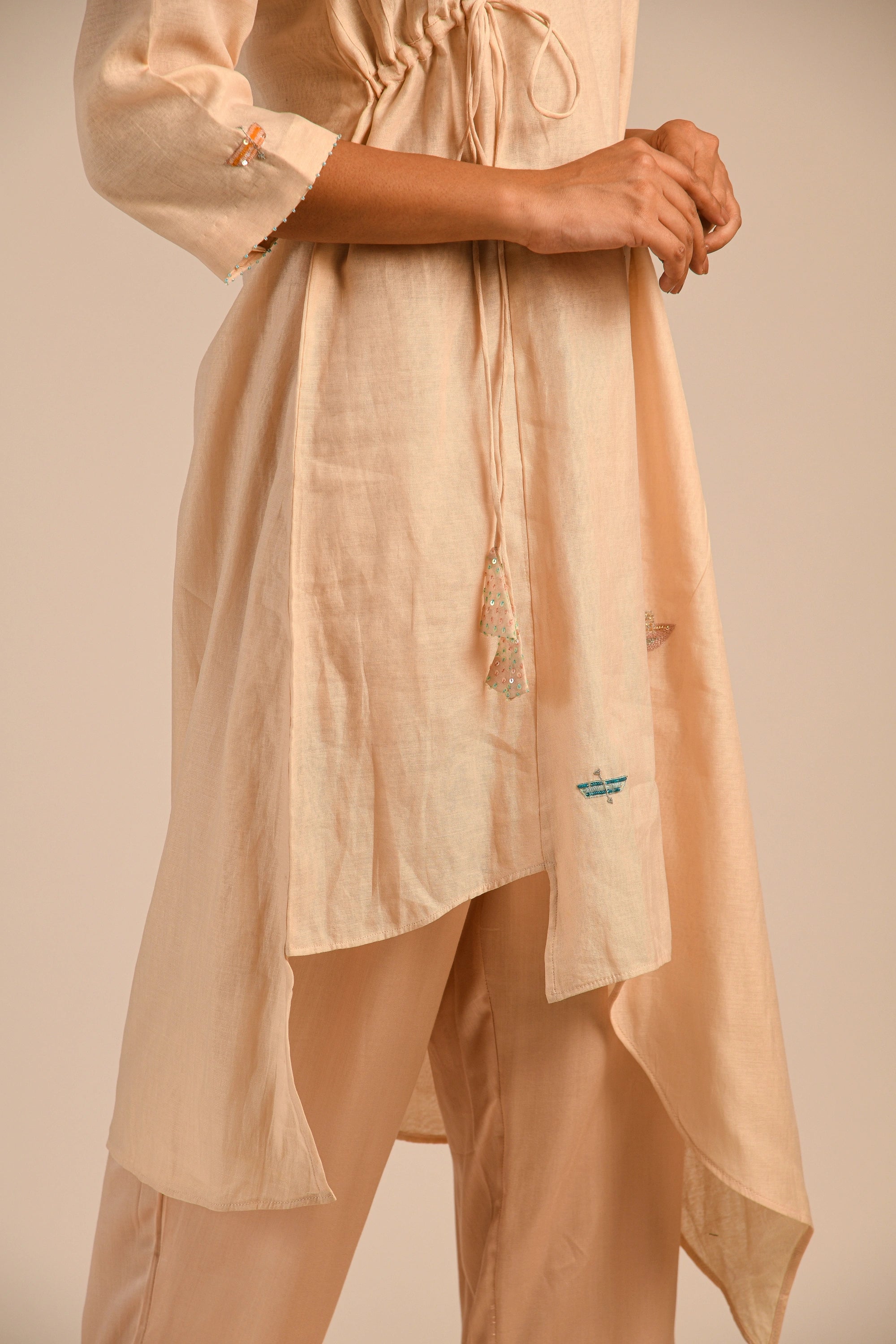 Almond Chanderi Kurta Set