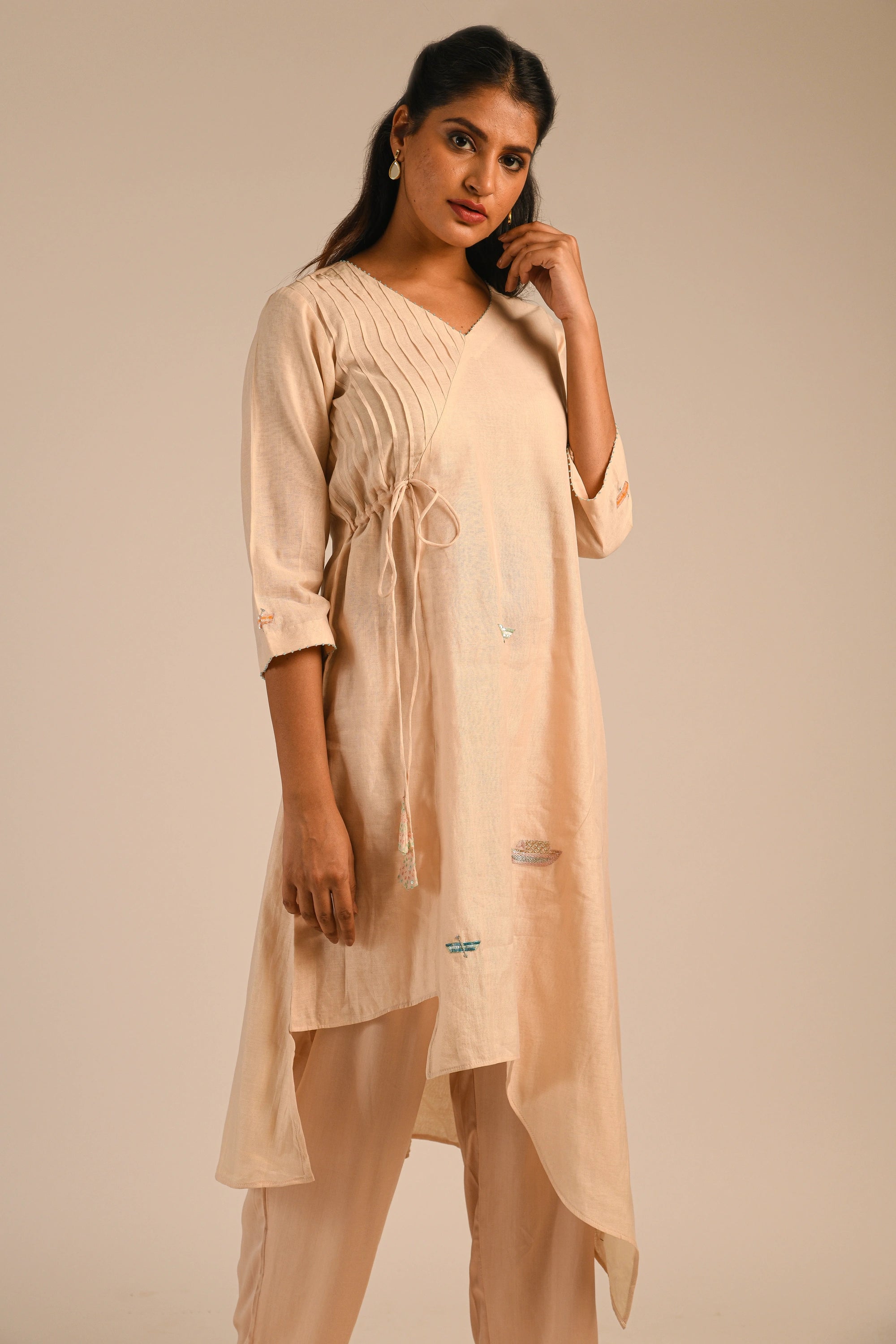Almond Chanderi Kurta Set