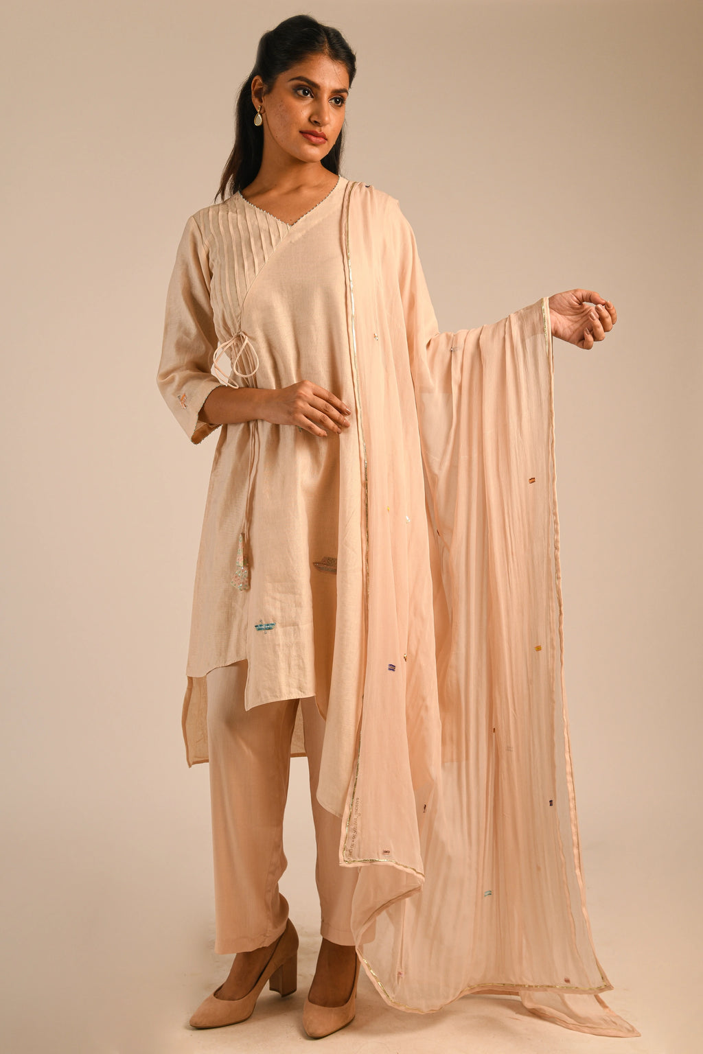 Almond Chanderi Kurta Set