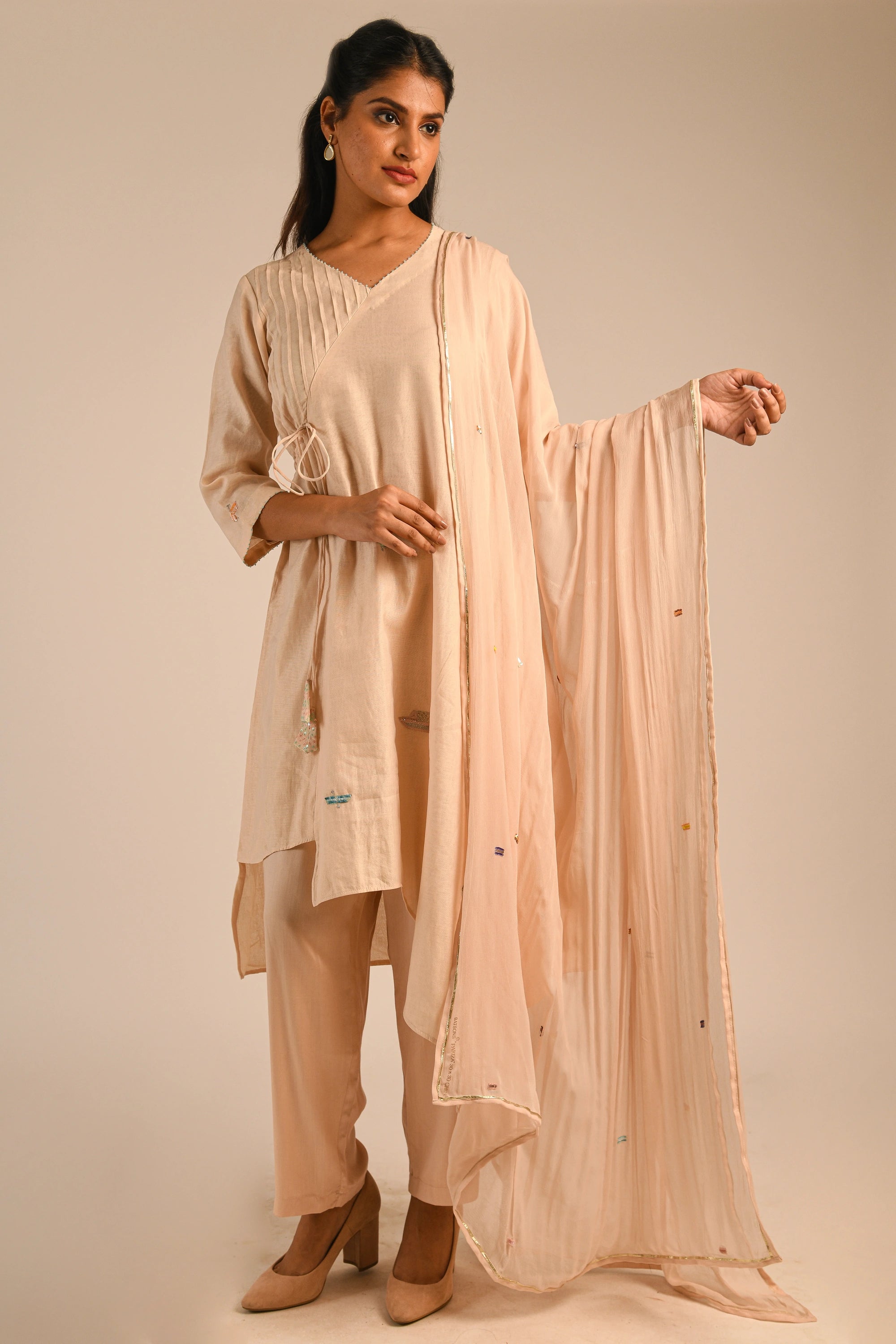 Almond Chanderi Kurta Set