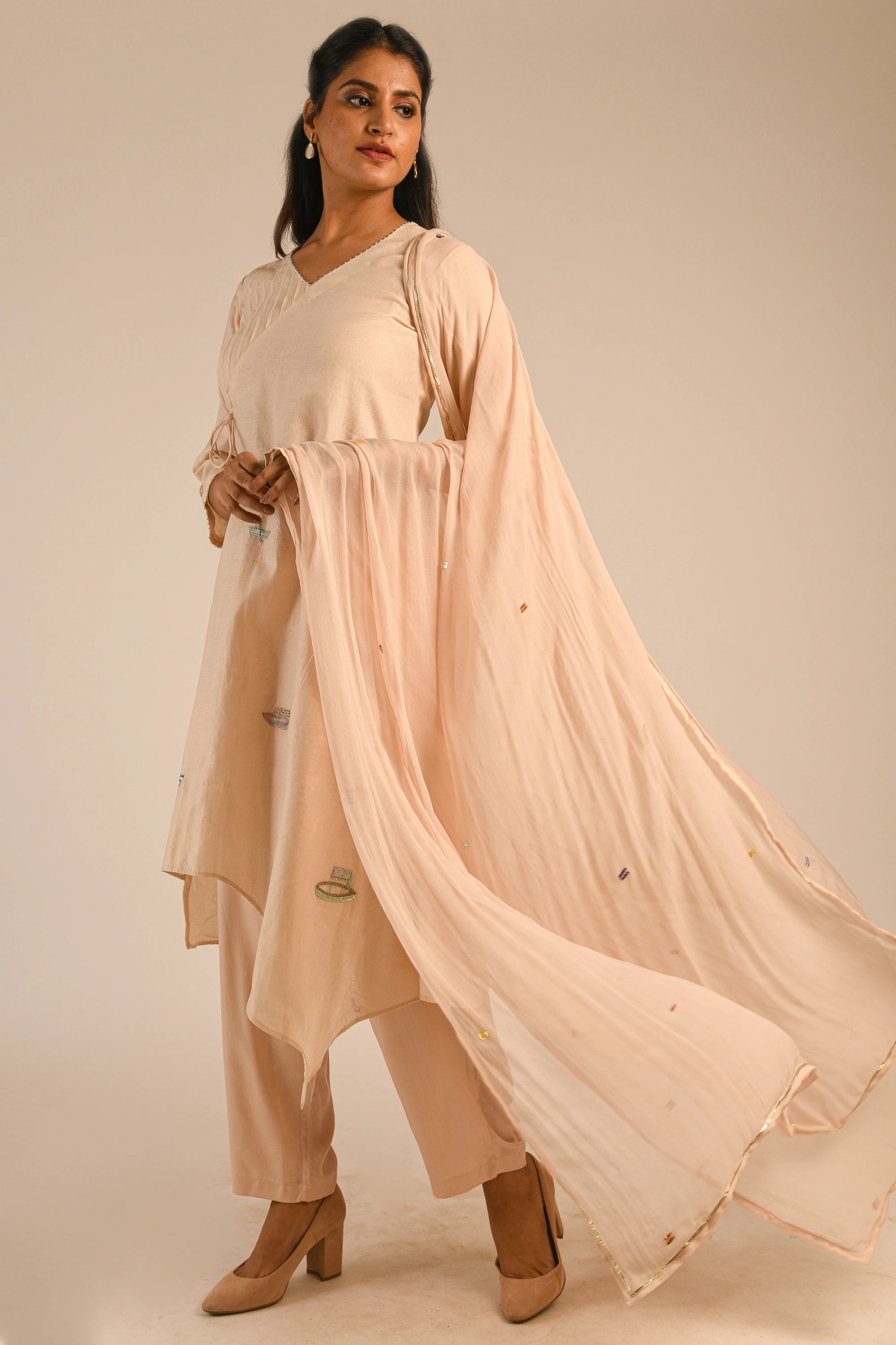 Almond Chanderi Kurta Set
