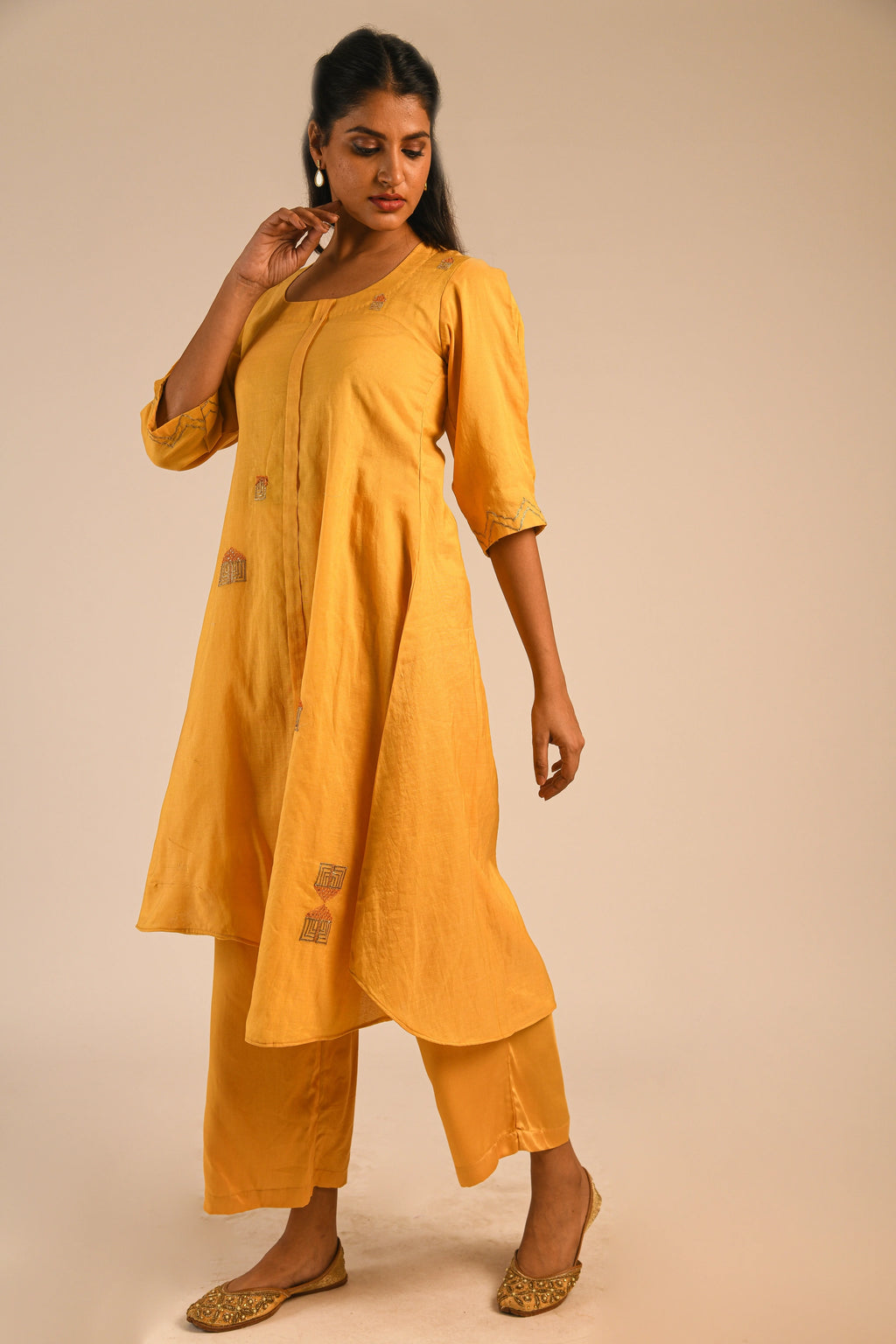 Capri Blue Chanderi Kurta Set