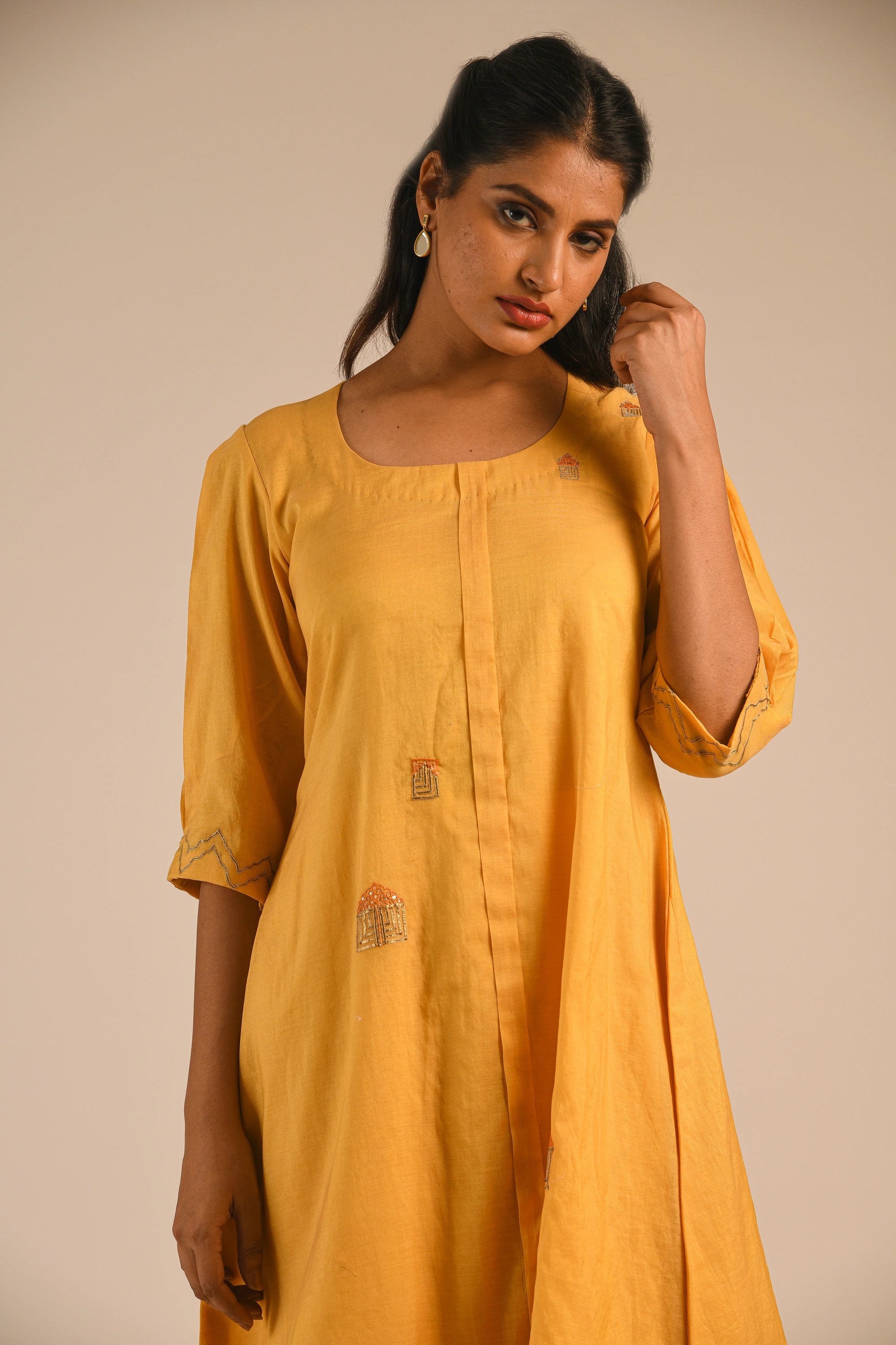 Capri Blue Chanderi Kurta Set