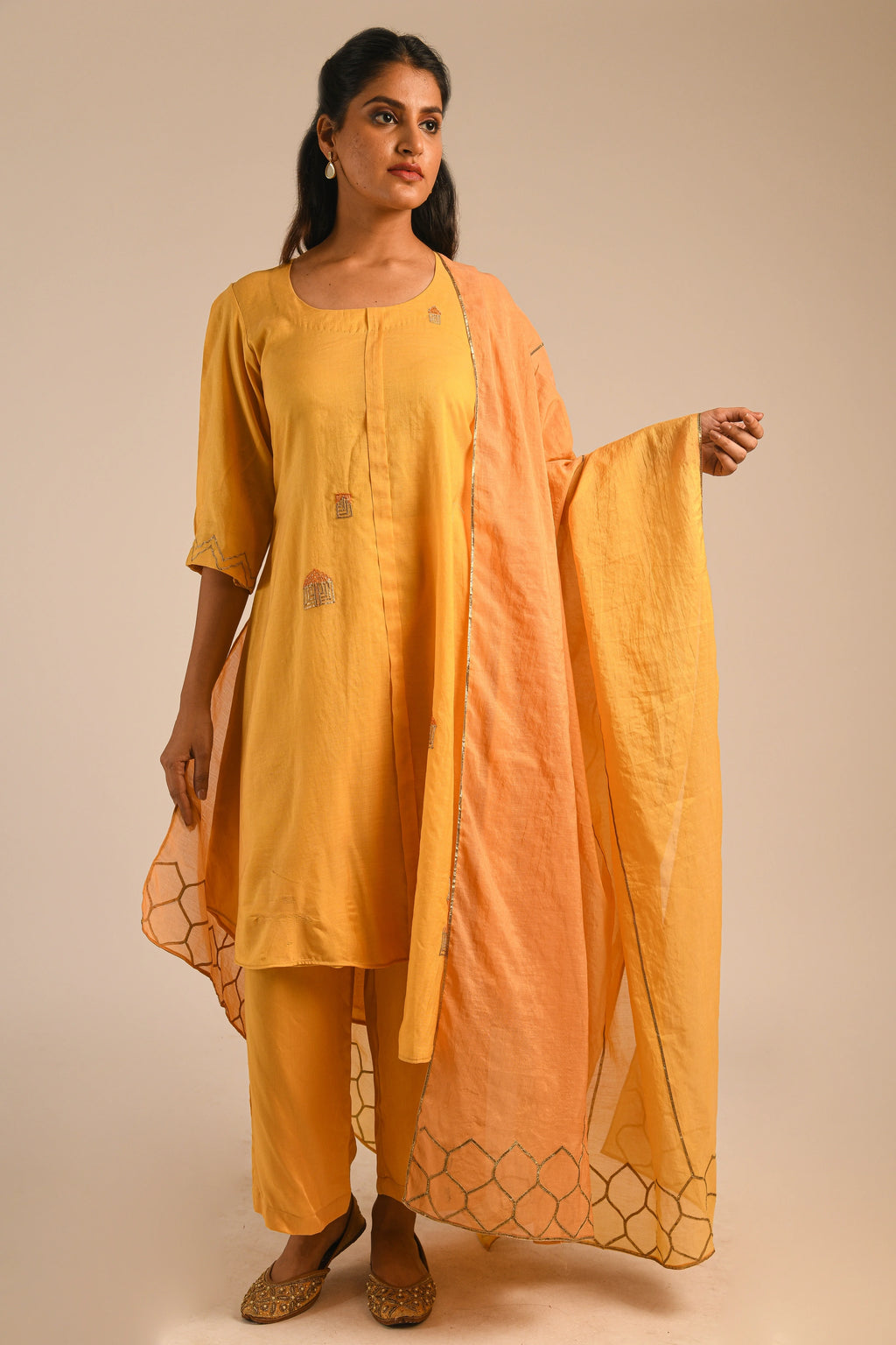 Capri Blue Chanderi Kurta Set