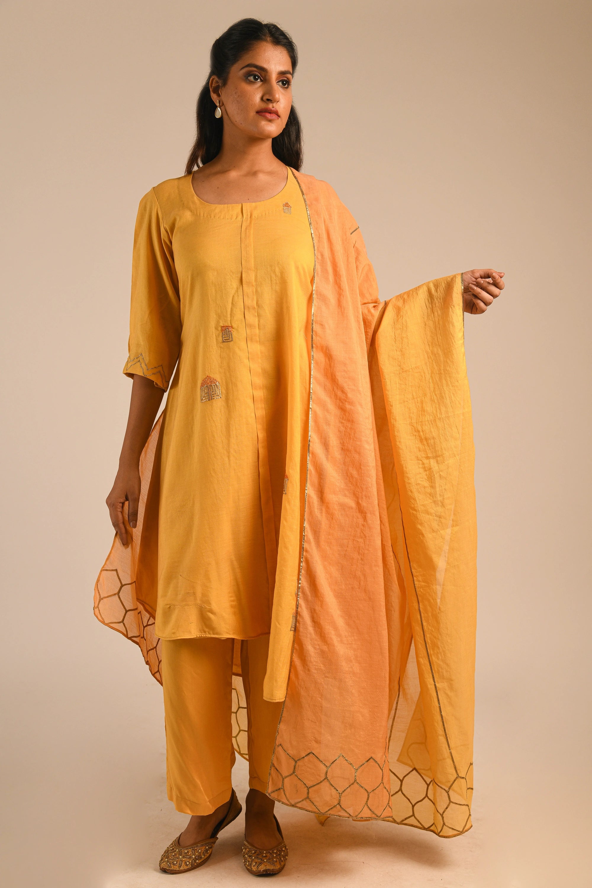 Capri Blue Chanderi Kurta Set