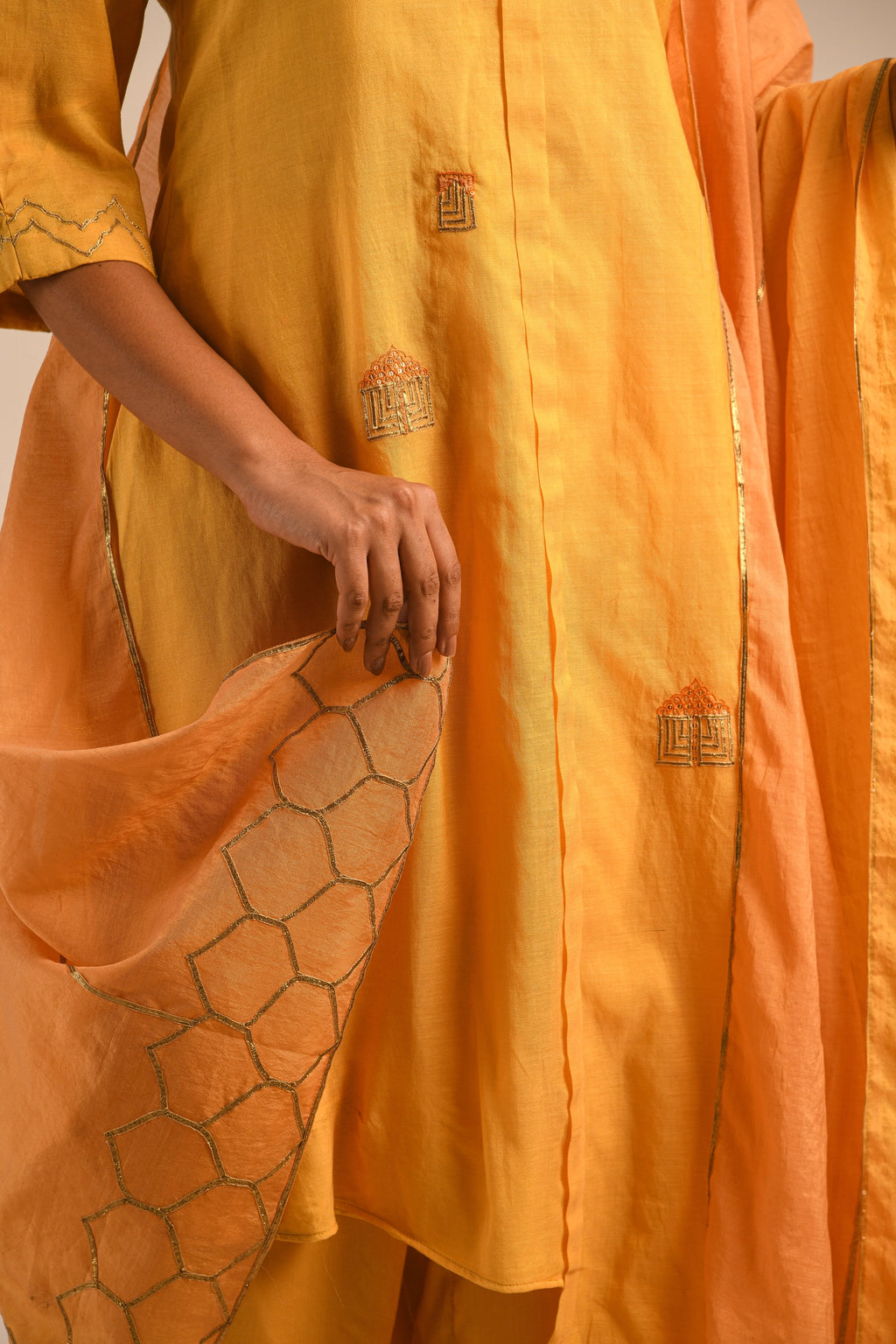 Capri Blue Chanderi Kurta Set