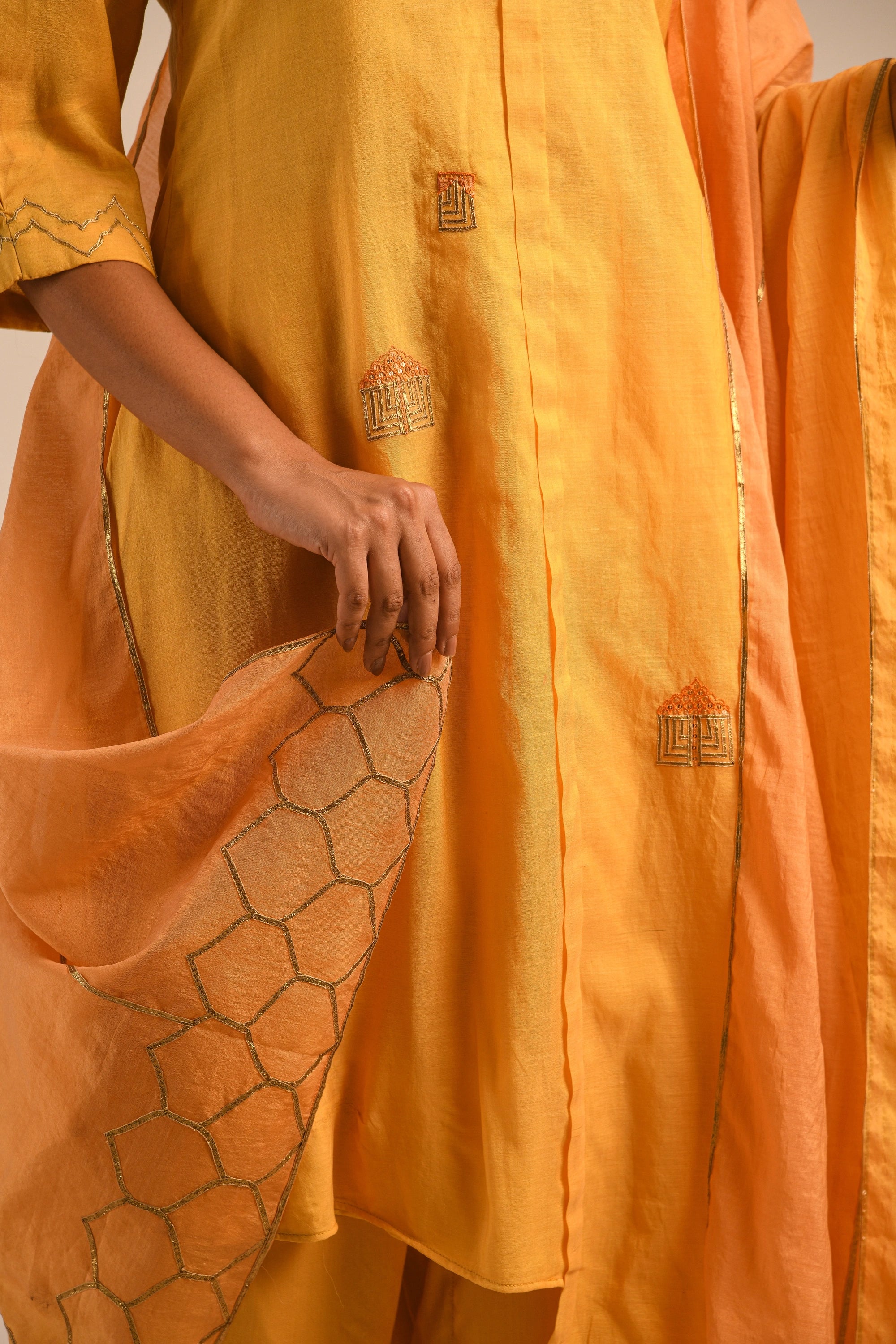 Capri Blue Chanderi Kurta Set