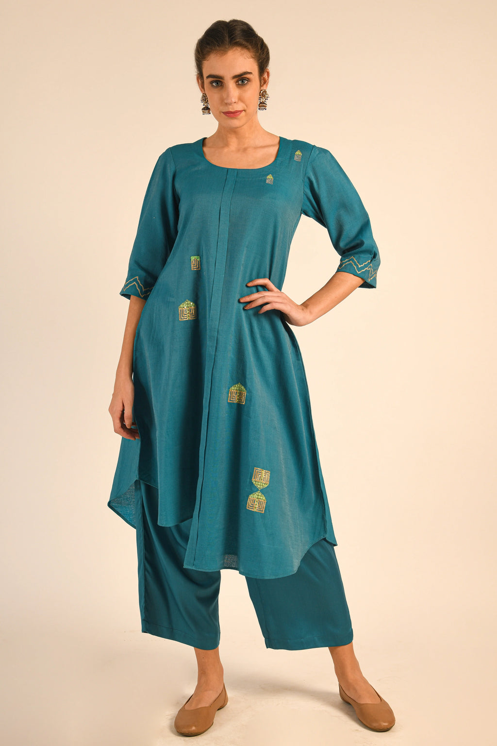 Pink Chanderi Kurta Set