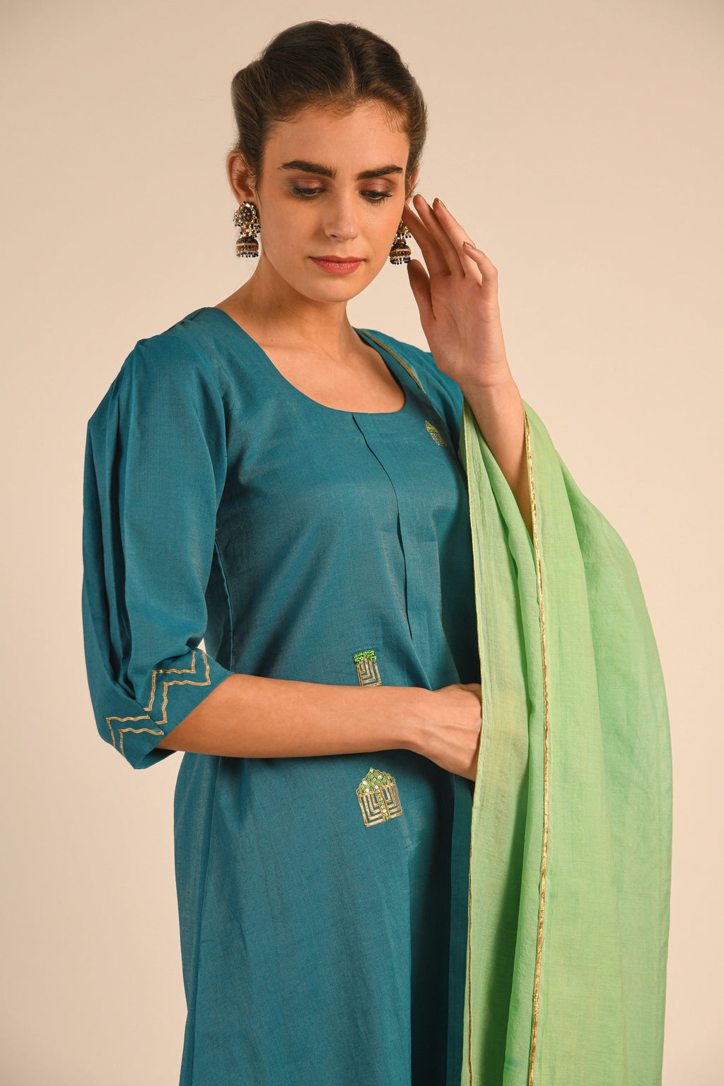 Pink Chanderi Kurta Set