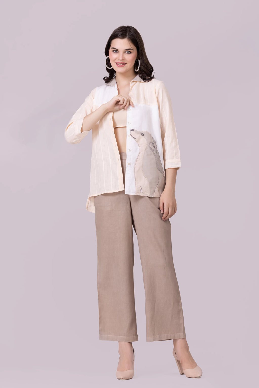 Peach, Beige And White Shylo Top