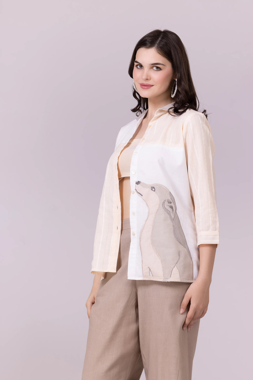 Peach, Beige And White Shylo Top