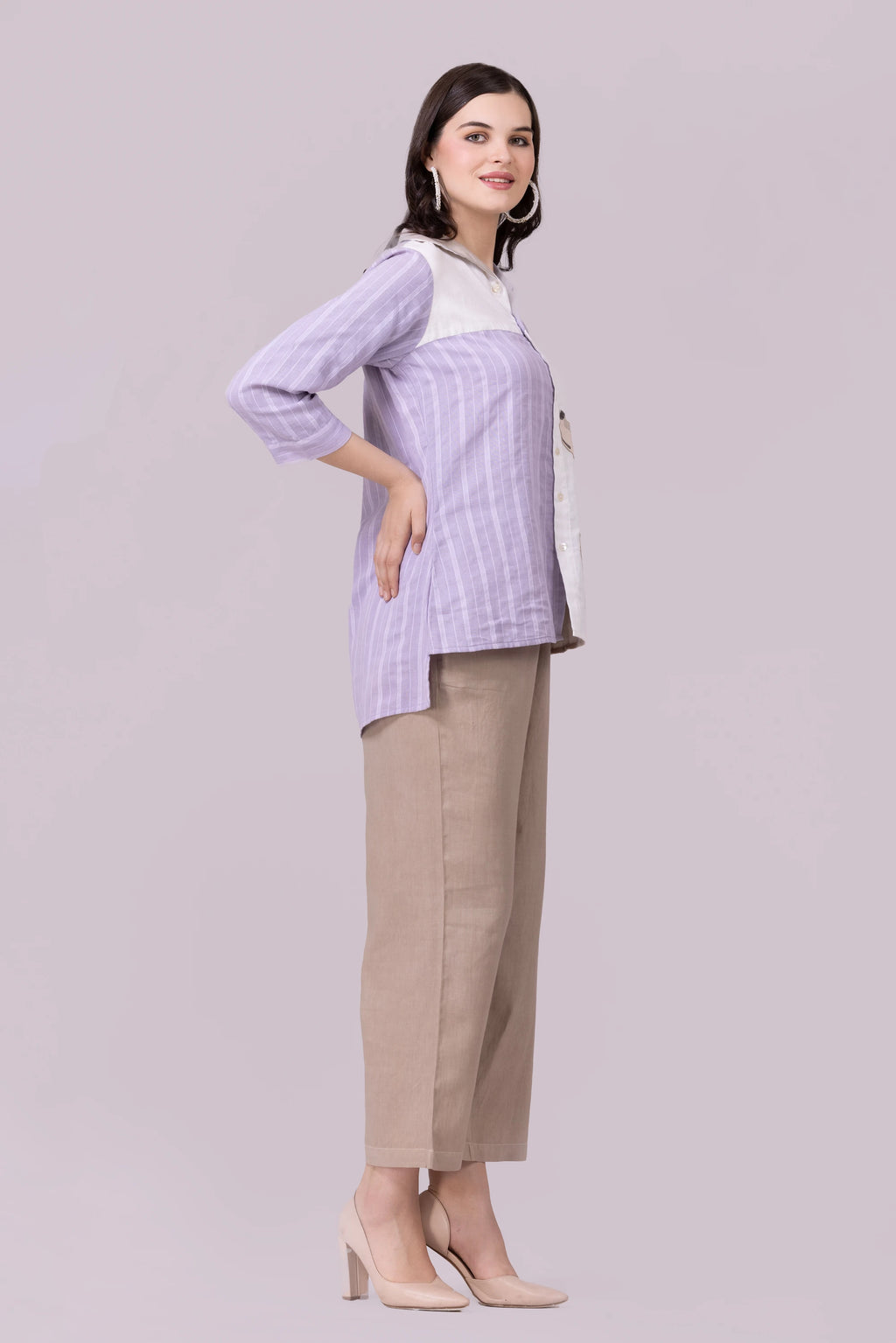 Lavender, Beige And White Shylo Top
