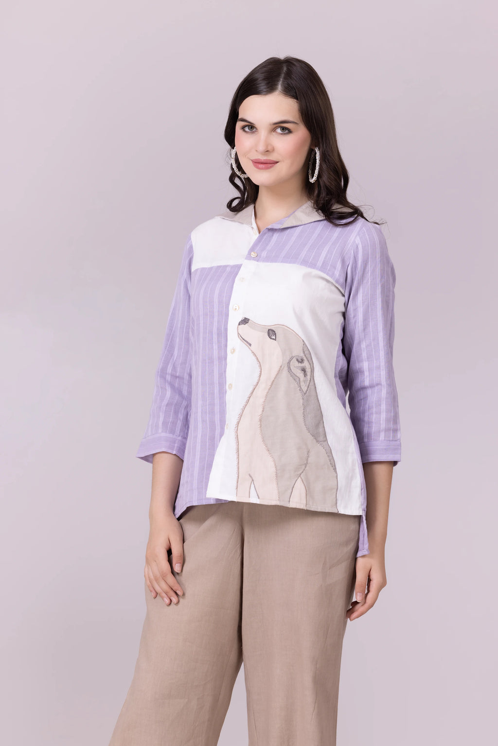 Lavender, Beige And White Shylo Top