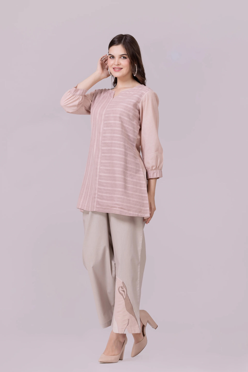 Beige And Rose Shylo Co-Ord Set