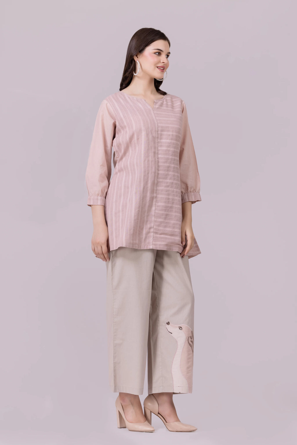 Beige And Rose Shylo Co-Ord Set