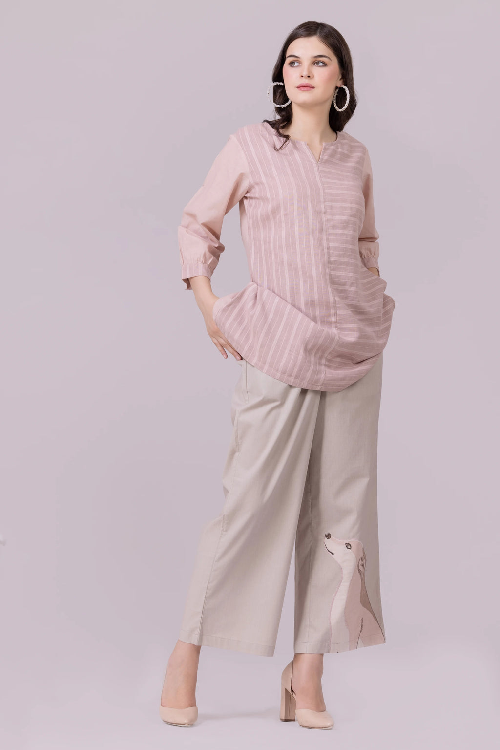 Beige And Rose Shylo Co-Ord Set