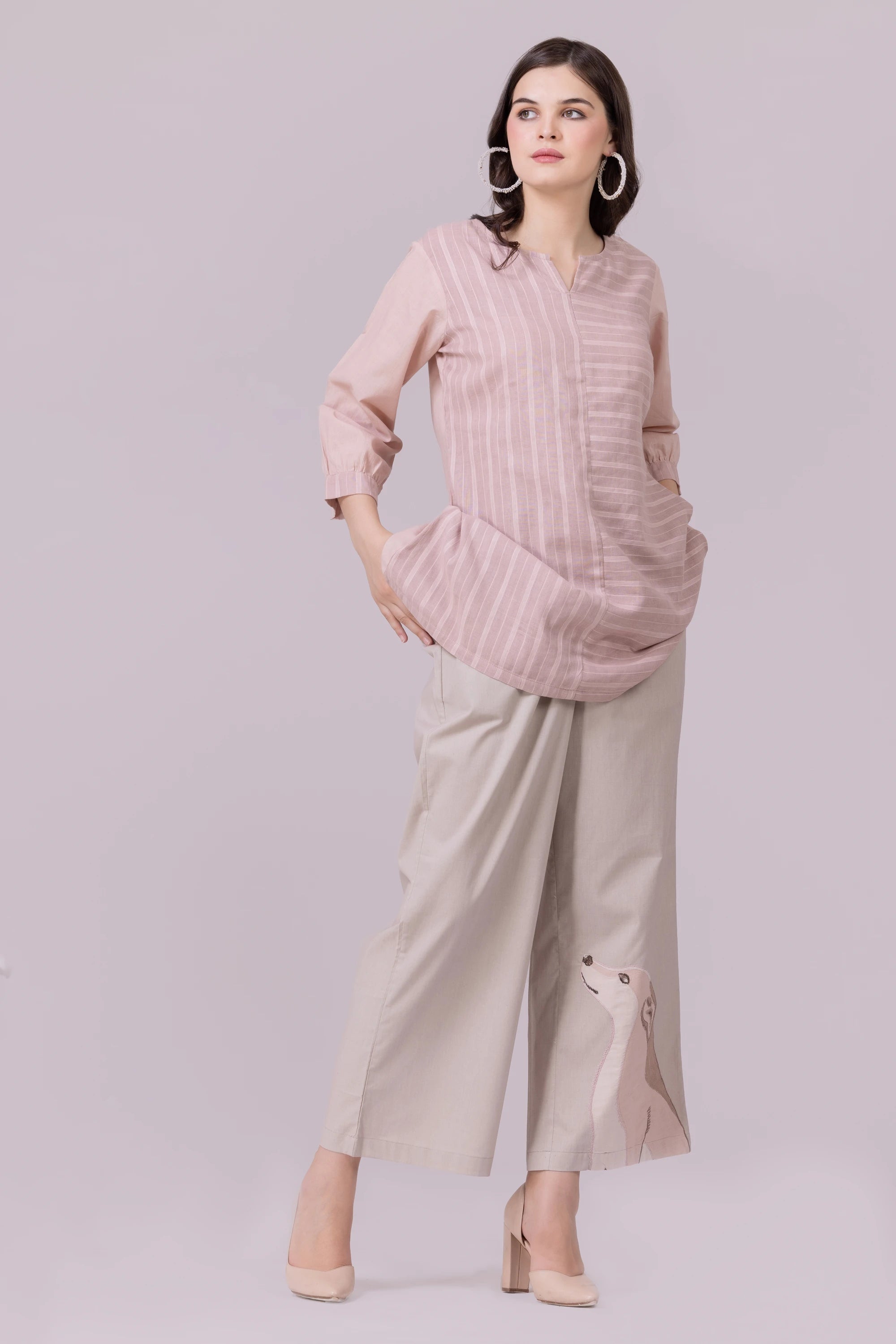Beige And Rose Shylo Co-Ord Set