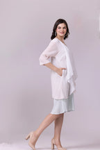 White, Chalk Pink And Pale Aquamarine Layered Dress
