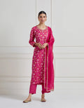 Indian Rose Pink Vintage Banarasi Cutwork Kurta Set