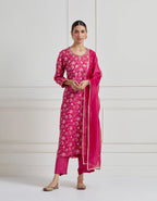 Indian Rose Pink Vintage Banarasi Cutwork Kurta Set