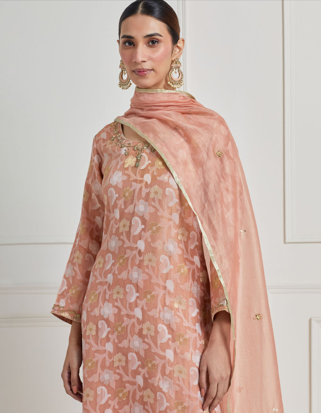Dull Rose Vintage Banarasi Cutwork Kurta Set