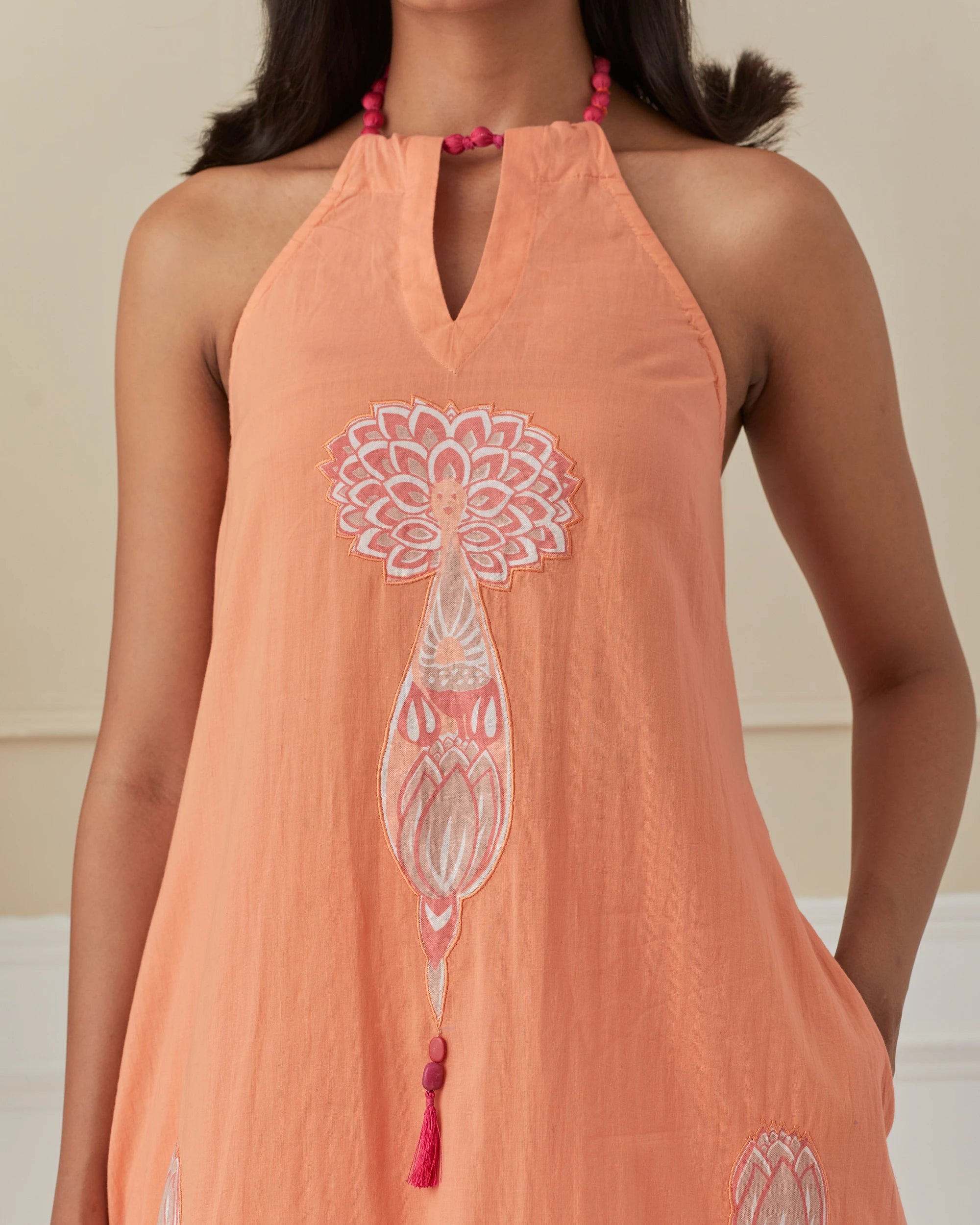 Nasturtium Dancing Peacock Halter Neck Cord Set Of 2