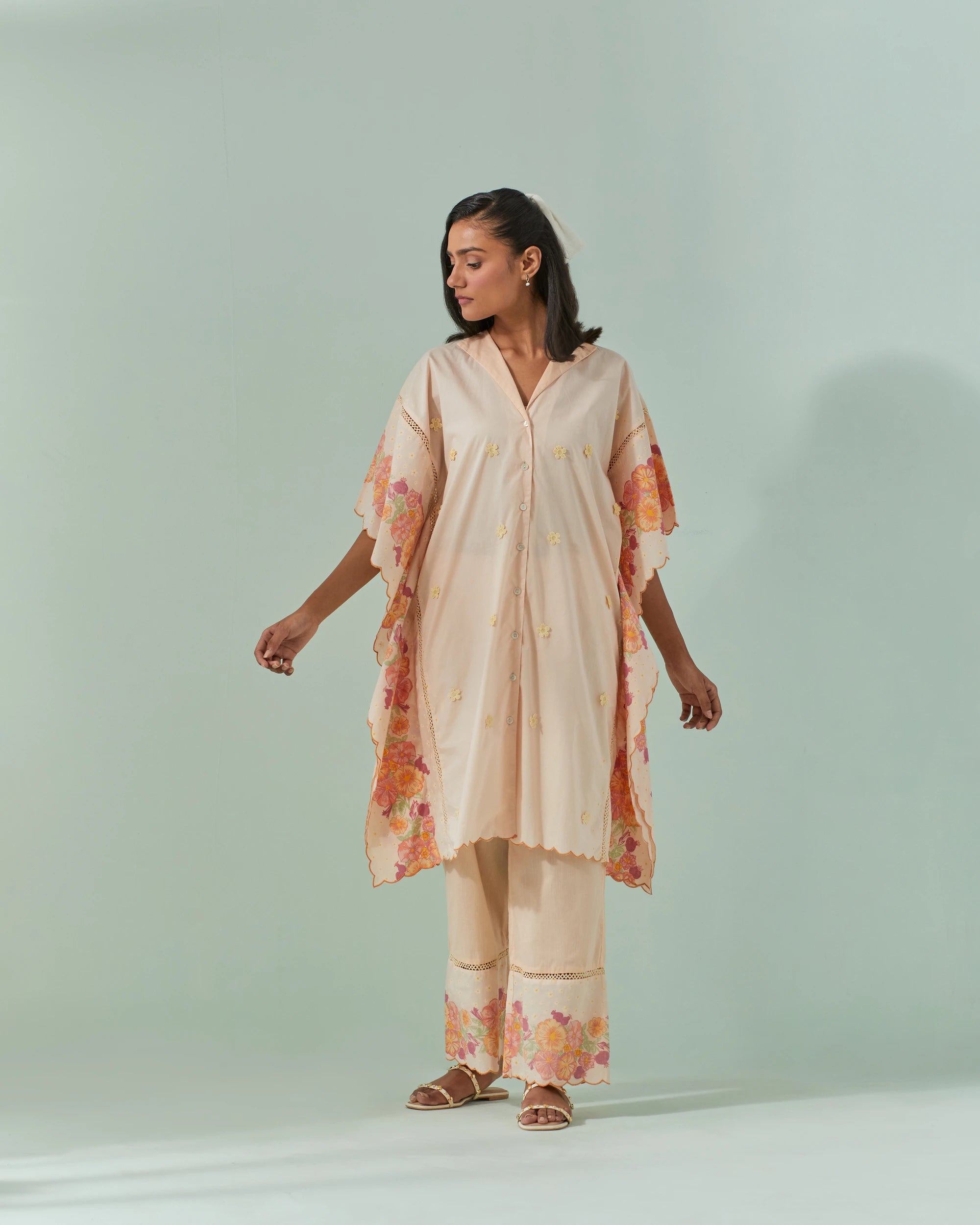 Peach Fuzz Samod Bagh Kaftan Cord Set