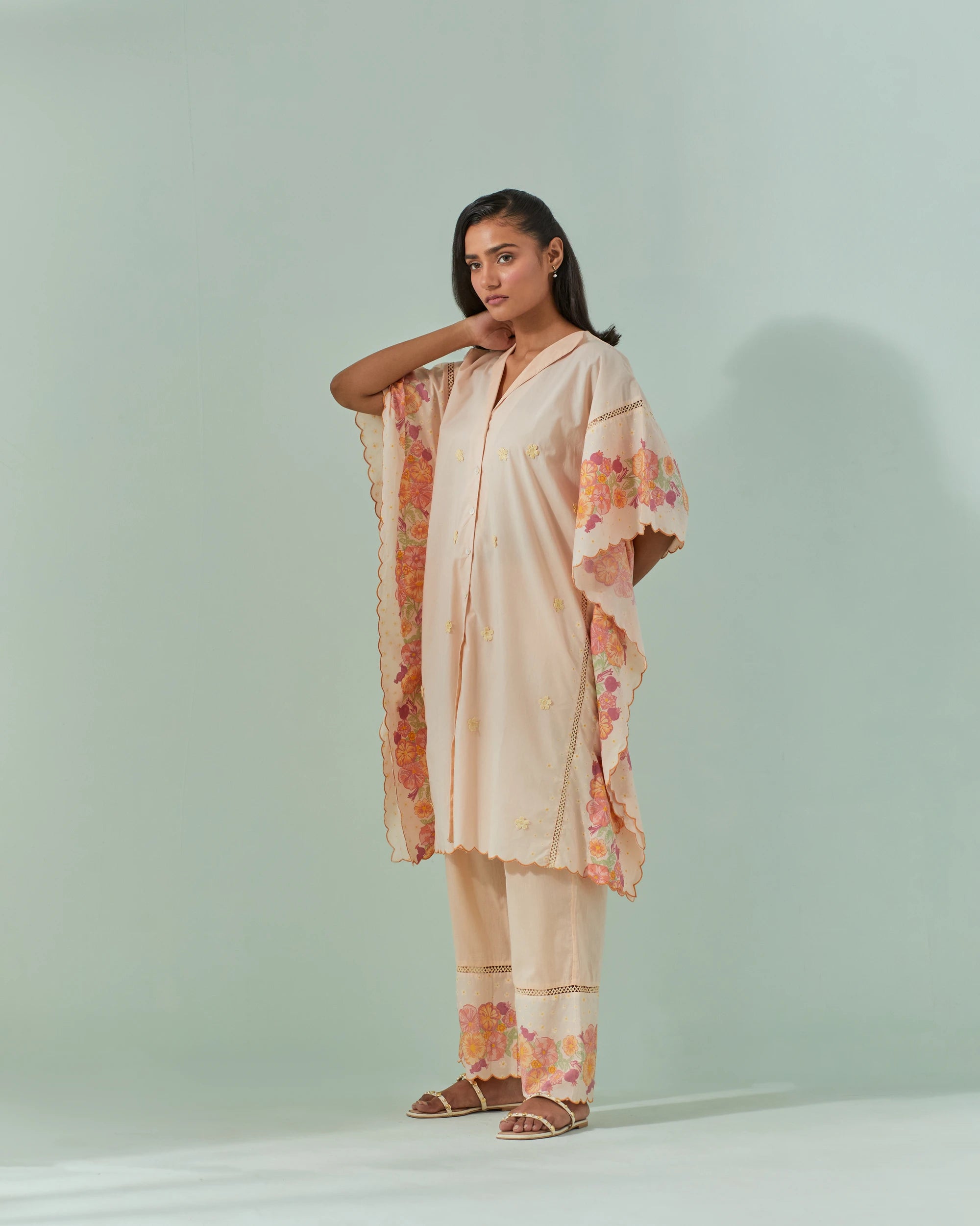 Peach Fuzz Samod Bagh Kaftan Cord Set