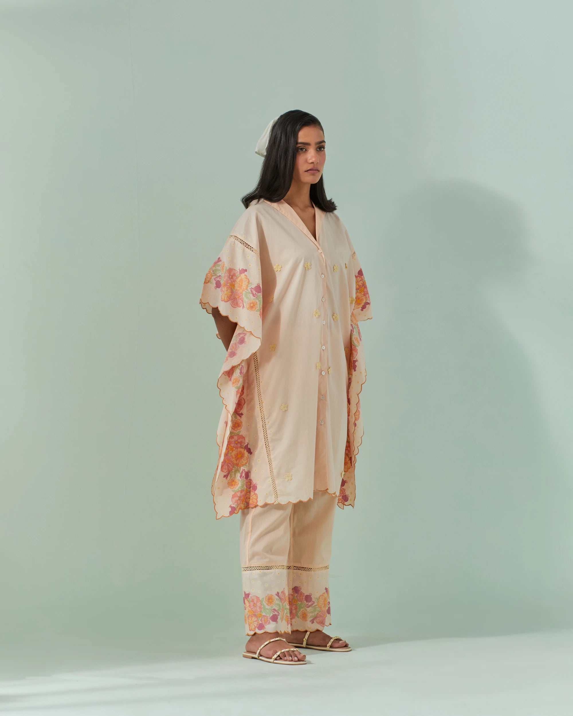 Peach Fuzz Samod Bagh Kaftan Cord Set