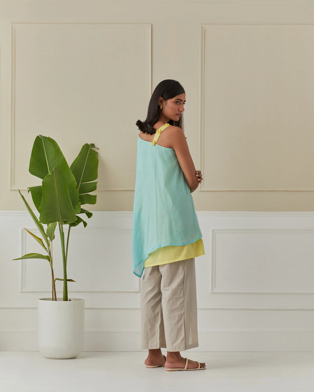 Aqua And Lime Layered Off Shoulder Cord Set Of 2