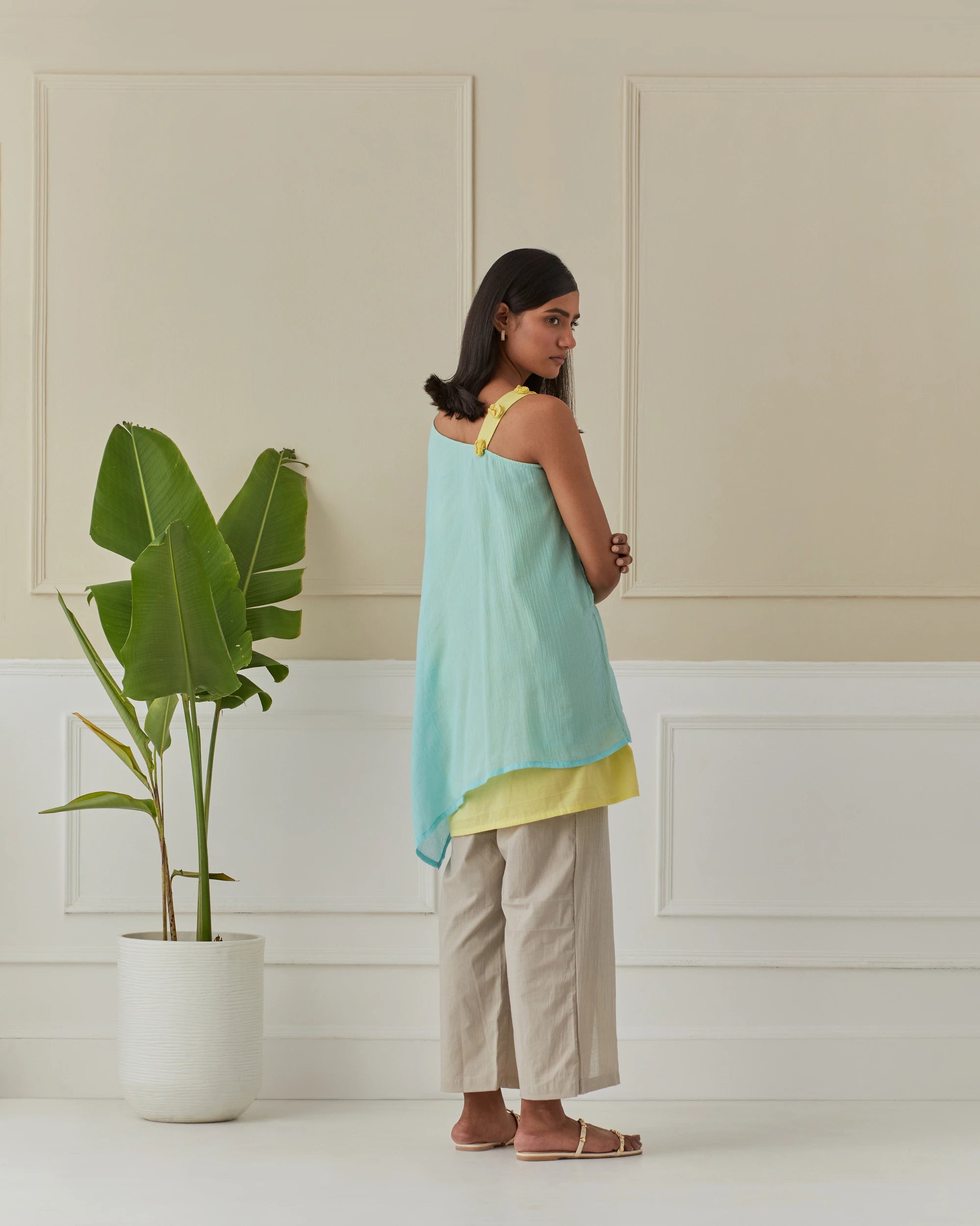 Aqua And Lime Layered Off Shoulder Cord Set Of 2