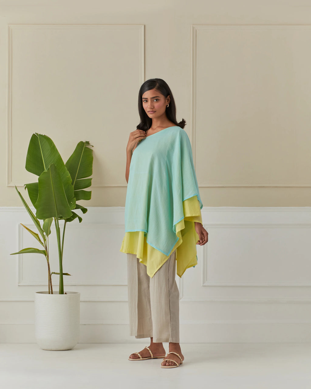 Aqua And Lime Layered Off Shoulder Cord Set Of 2