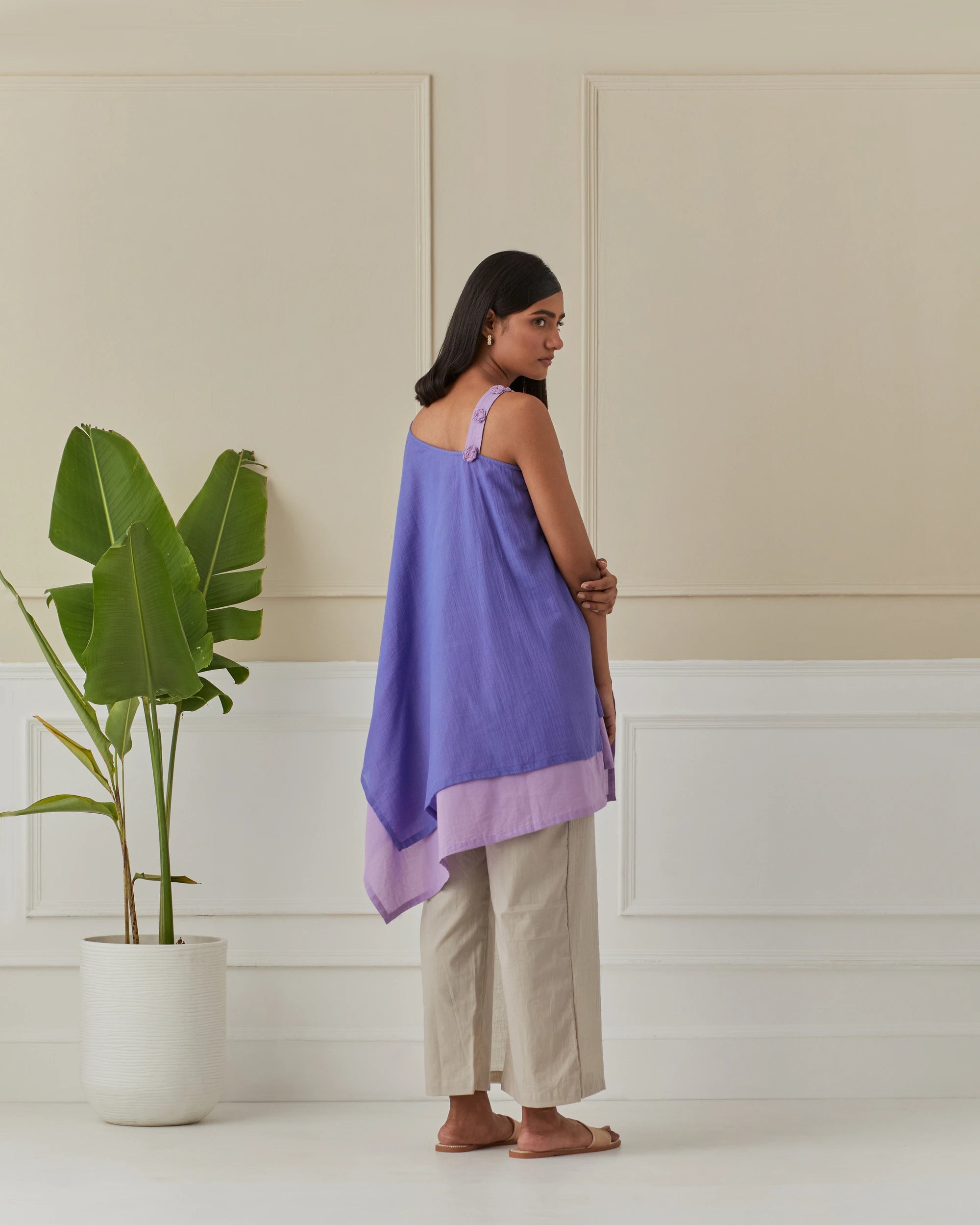 Iris Blue And Mauve Layered Off Shoulder Cord Set Of 2