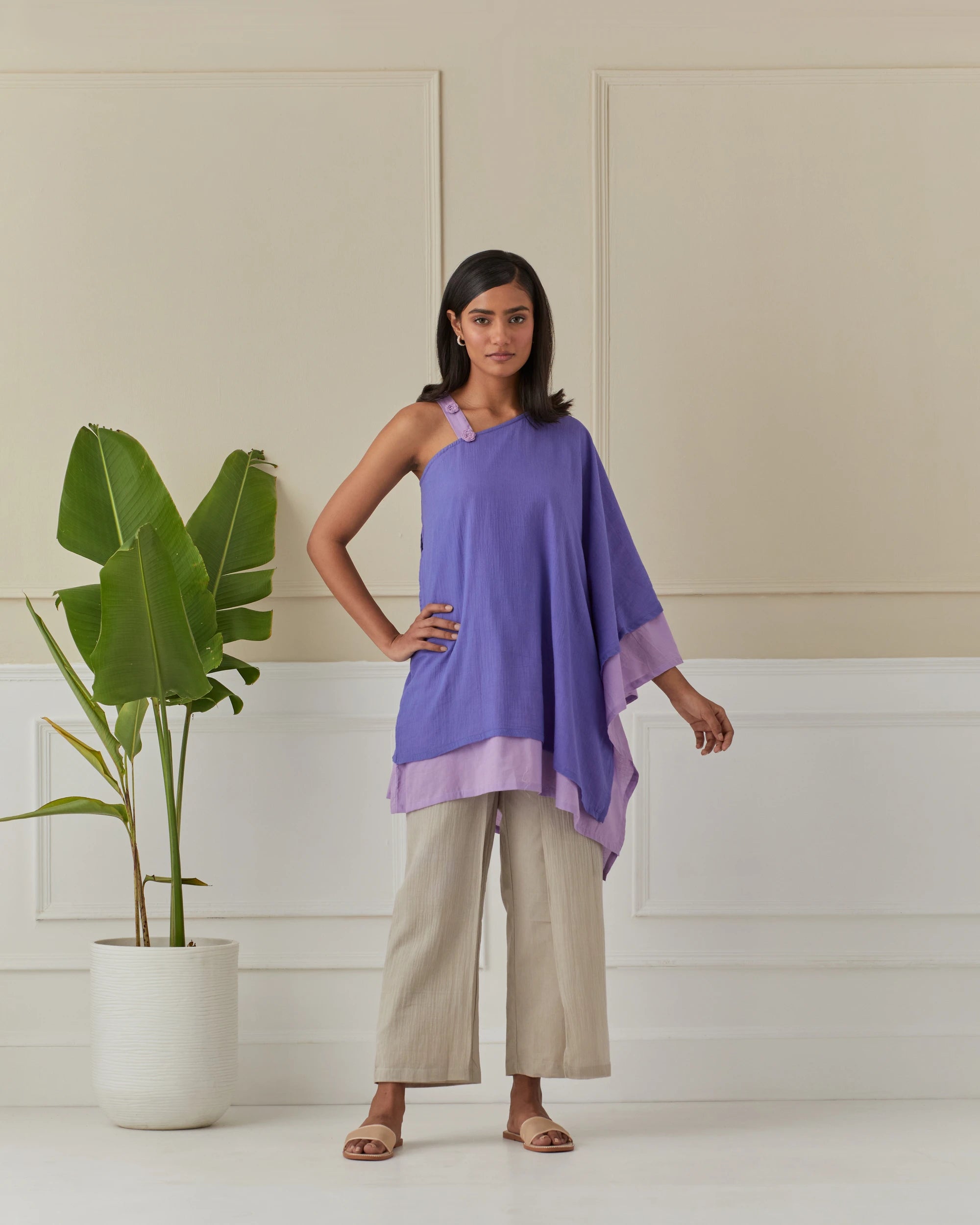 Iris Blue And Mauve Layered Off Shoulder Cord Set Of 2