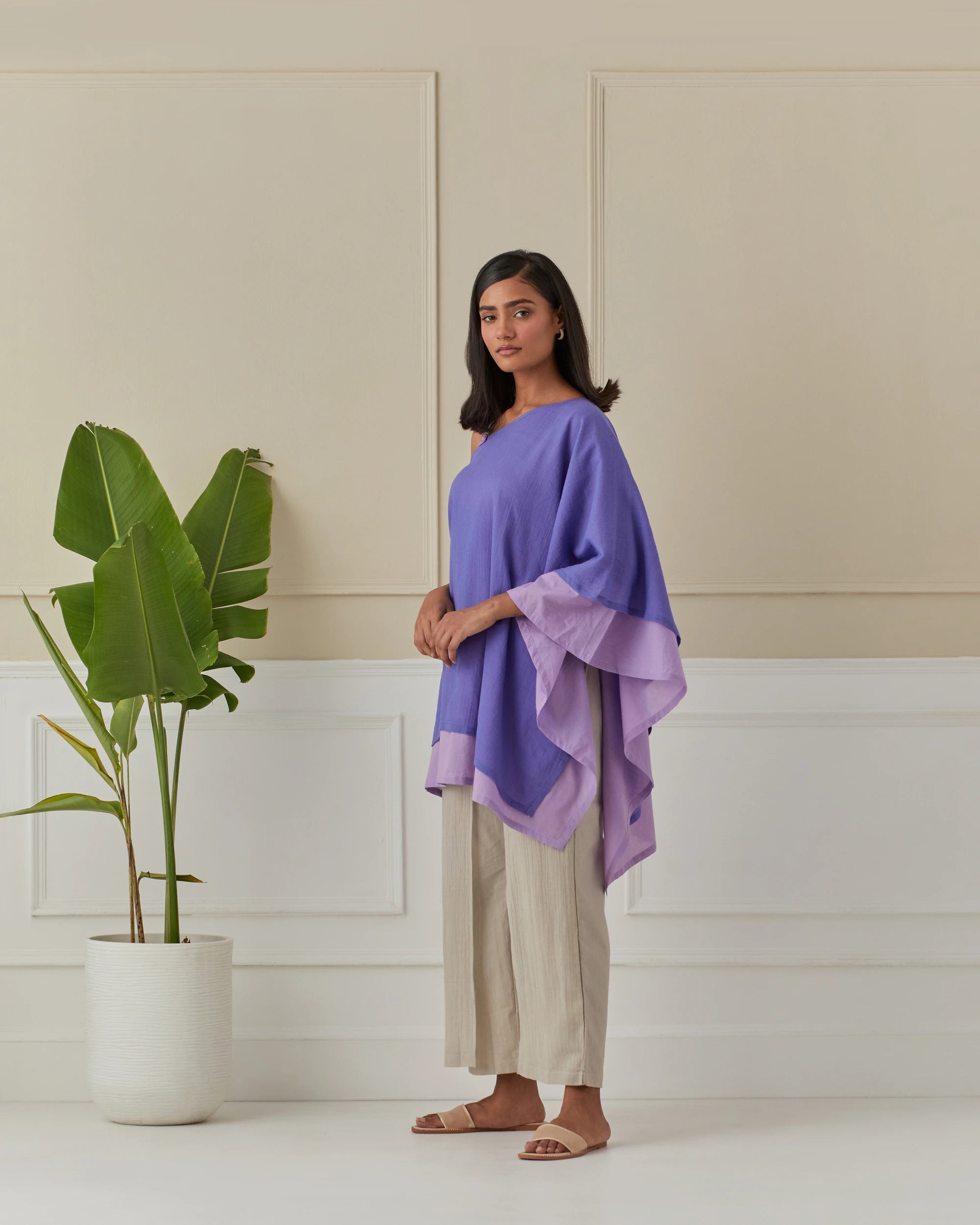 Iris Blue And Mauve Layered Off Shoulder Cord Set Of 2