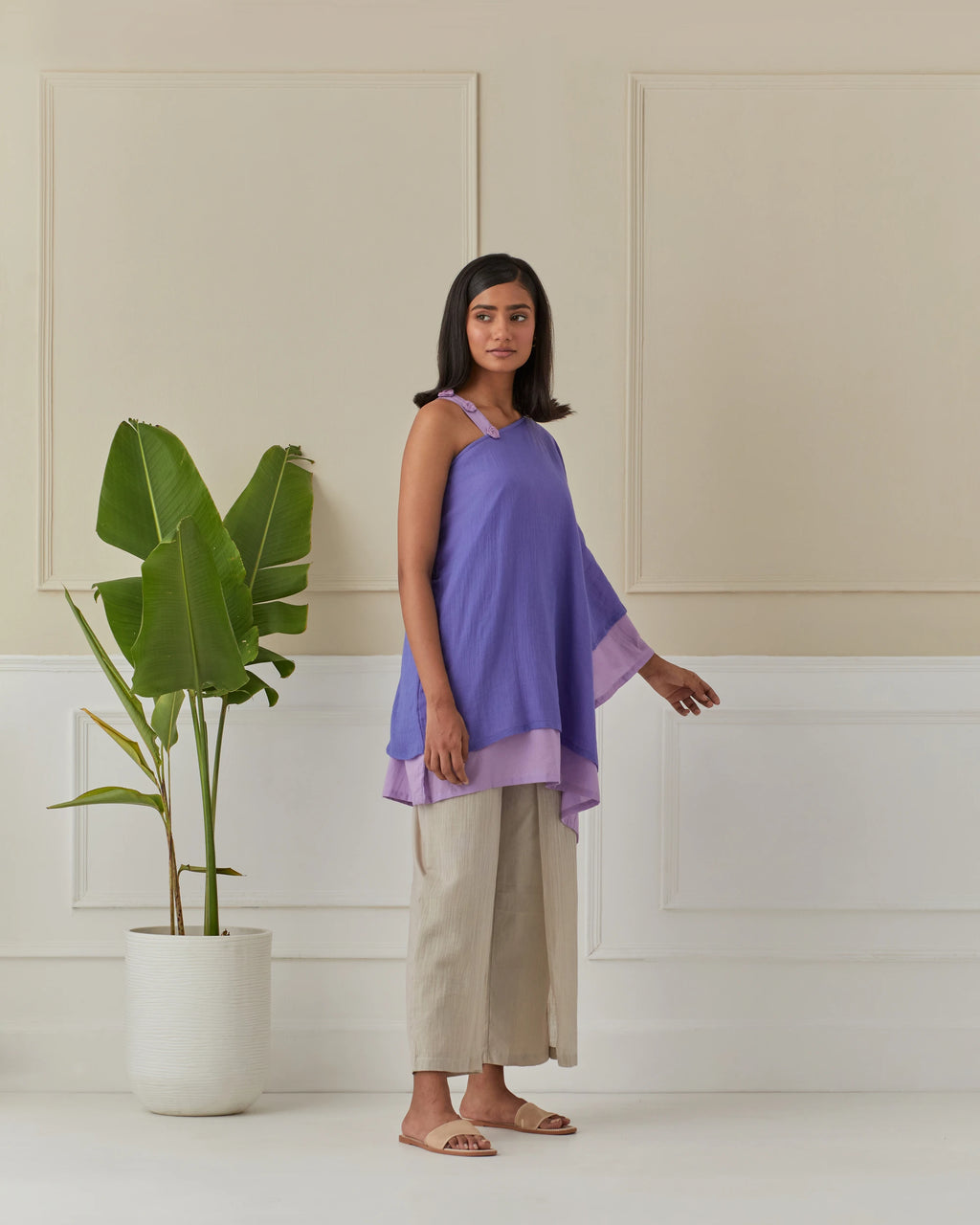 Iris Blue And Mauve Layered Off Shoulder Cord Set Of 2