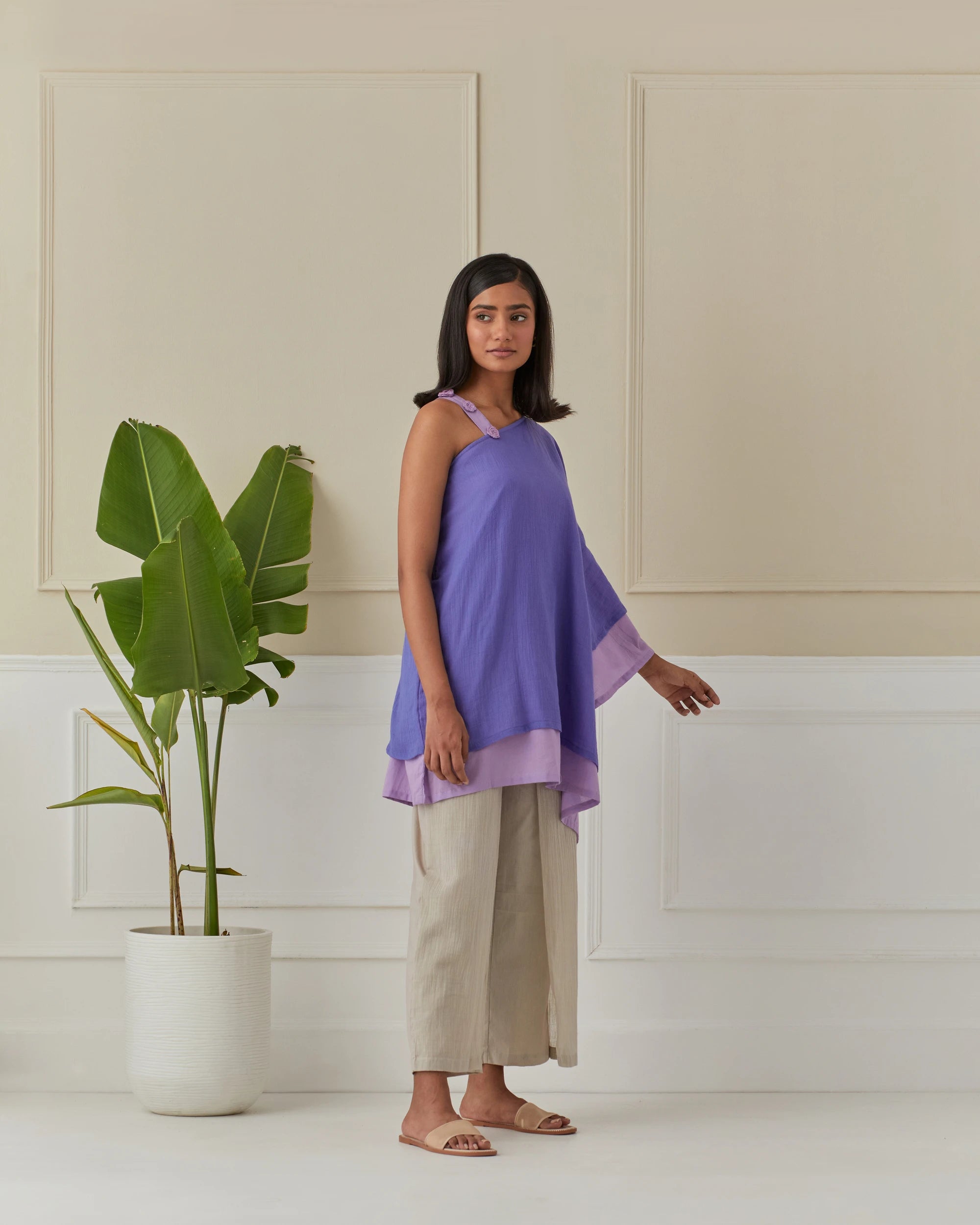 Iris Blue And Mauve Layered Off Shoulder Cord Set Of 2