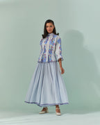 Cornflower Samod Bagh, Daisy Peplum And Culotte Coord Set