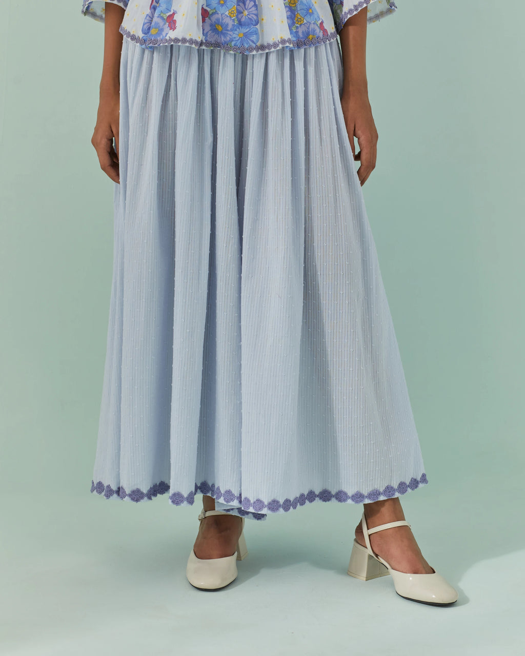 Cornflower Samod Bagh, Daisy Peplum And Culotte Coord Set