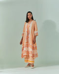 Peach Fuzz And Saffron Samod Bagh, Pintuck Kurta Set