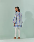 Cornflower Blues, Samod Bagh Printed Y Neck Tunic