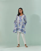 Cornflower Blues, Samod Bagh Printed Y Neck Tunic
